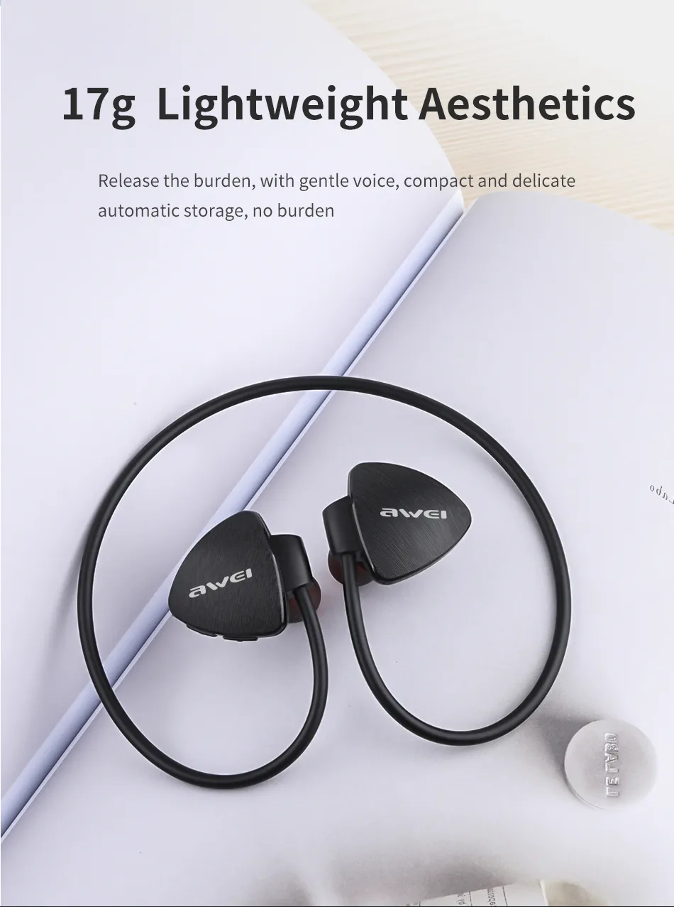 Mô tả Tai Nghe Thể Thao Awei A847BL Đeo Cổ Bluetooth Chống Nước IPX4 Cổ Mic HD chính hãng - 3