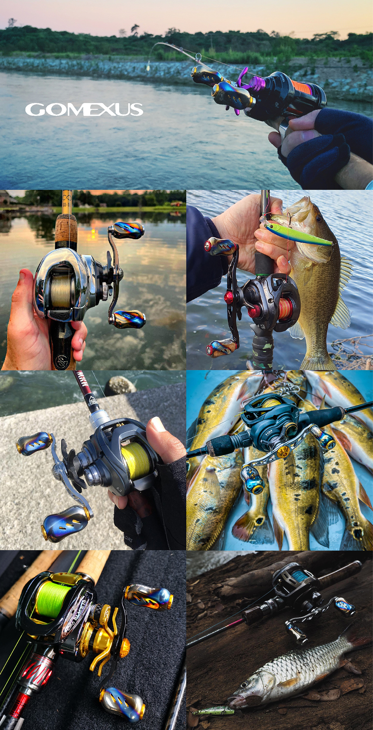 Mô tả GOMEXUS núm máy câu 22mm được thiết kế tinh tế cho Shimano Daiwa Ryobi Titanium  núm tay quay máy câu Núm tay quay T22 - 7