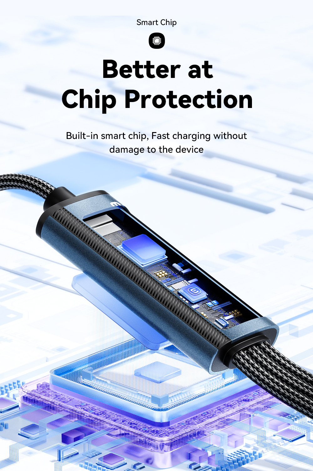 Mô tả Dây cáp sạc ESSAGER 3 trong 1 Micro USB Type C IOS fsat cho Huawei Samsung 7A 100W - 5