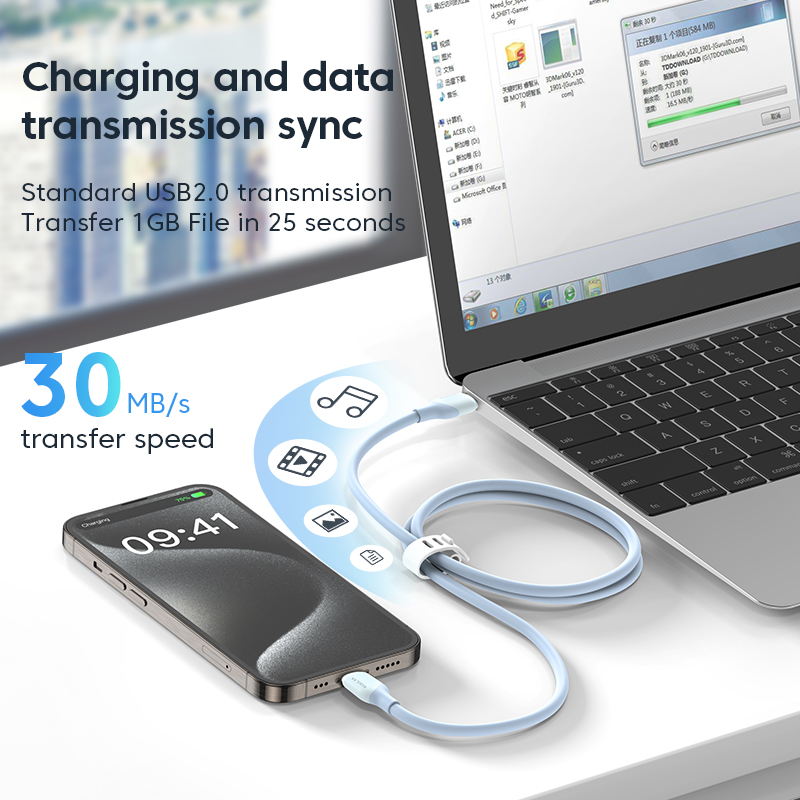 Mô tả Cáp sạc nhanh 
KUULAA USB type C 60w PD QC 4.0 60w thích hợp cho Iphone 15 pro max plus - 6