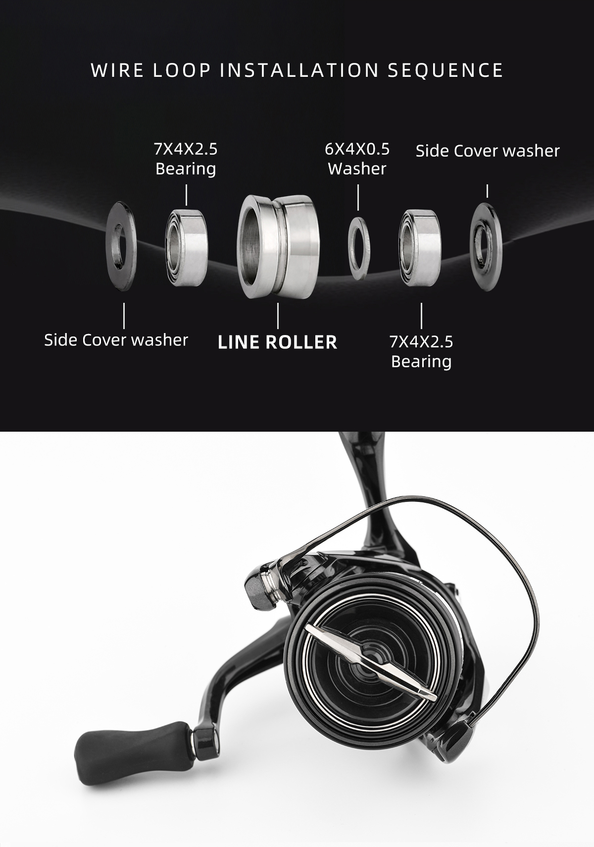 Mô tả Gomexus D109 Con lăn dây máy câu Shimano hợp kim titan Vòng Bi Thích Hợp Quay Câu Cá Phụ Kiện Mịn Xoay Cao Độ Cường Lực Cao - 7
