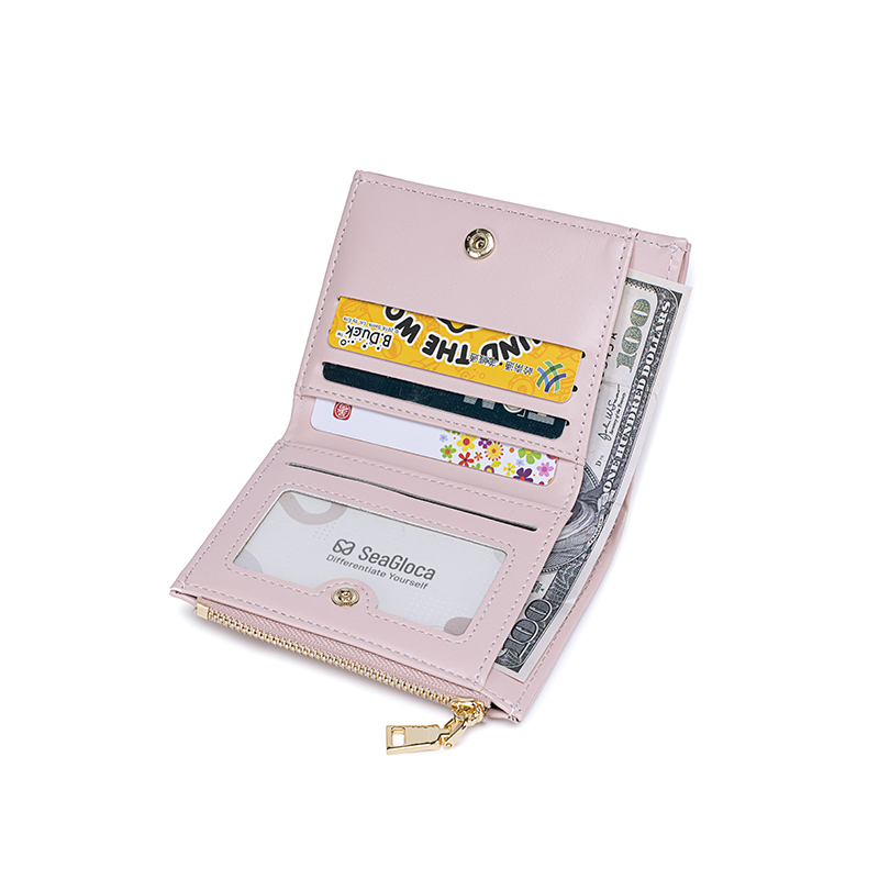 Mô tả Ví ngắn SEAGLOCA gấp đôi đa năng màu trơn thời trang hàn quốc cho nữ - 4
