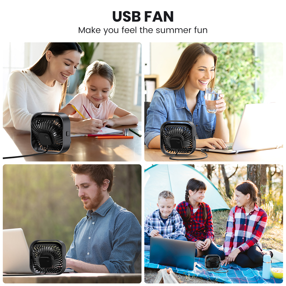 Mô tả Quạt để bàn TOPK K51 mini cổng USB không ồn 3 tốc độ gió 5 inch xoay 360° cho bàn văn phòng tại nhà - 6