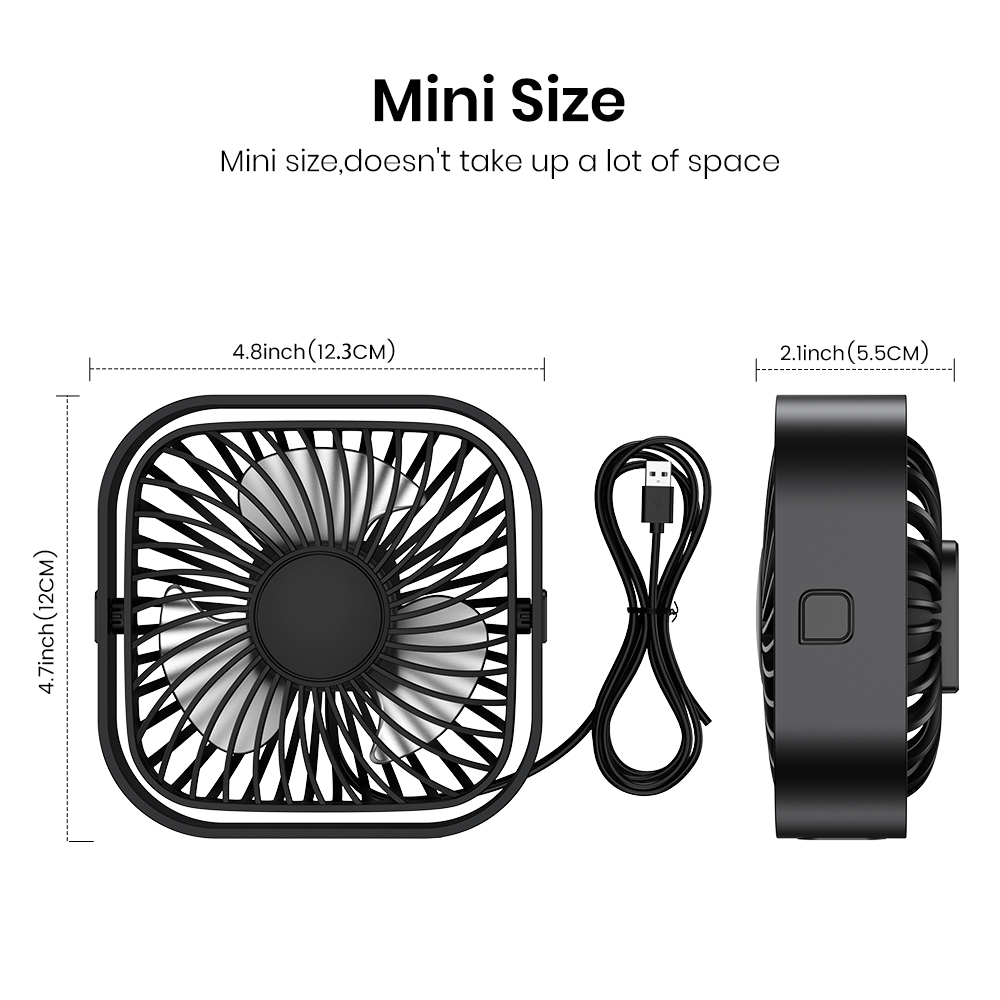Mô tả Quạt để bàn TOPK K51 mini cổng USB không ồn 3 tốc độ gió 5 inch xoay 360° cho bàn văn phòng tại nhà - 7