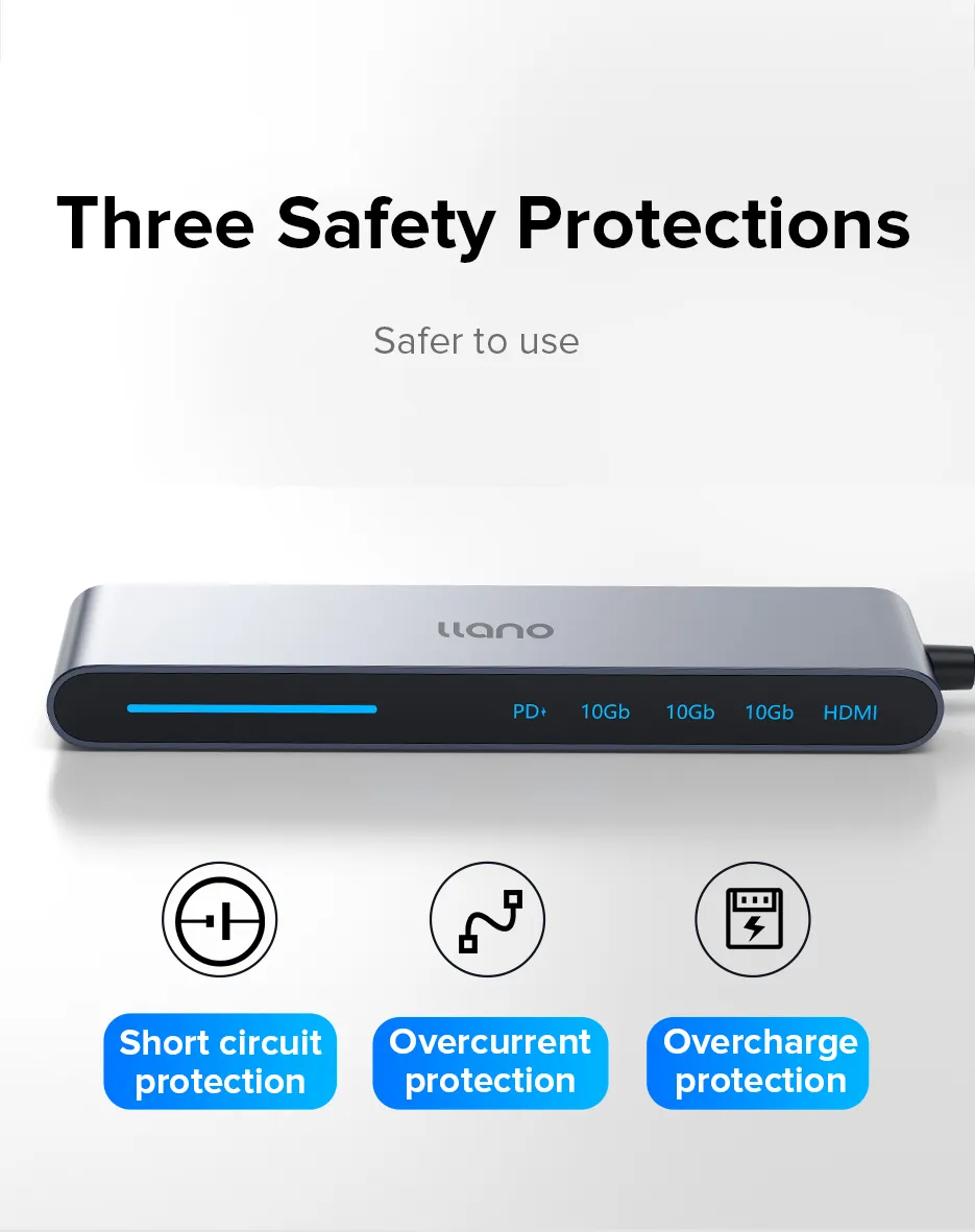 Mô tả Bộ chia cổng usb LLANO type-c sang usb / type-c 3.2 hdmi 4k 60hz pd 10Gbps 5 trong 1 - 10