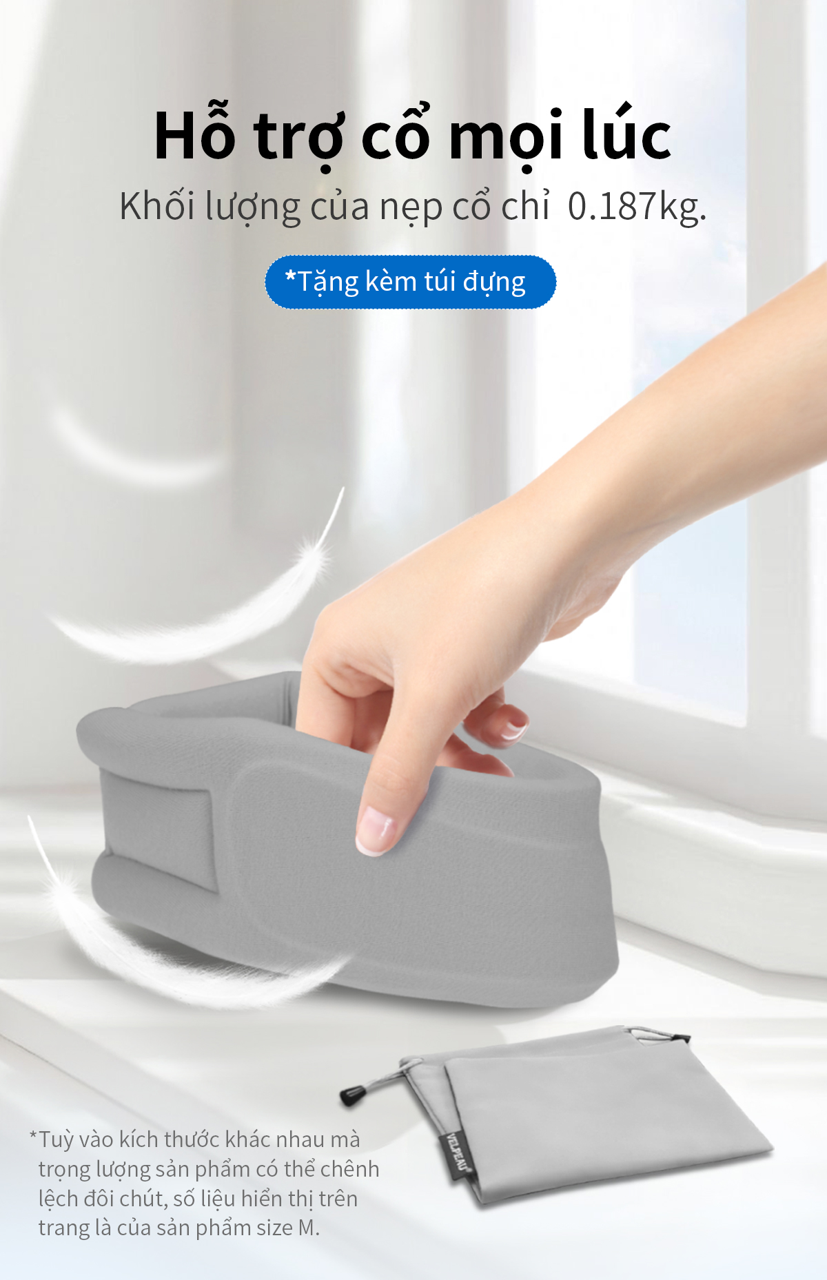 Mô tả Nẹp cổ VELPEAU mềm mại hỗ trợ giảm đau và giảm áp lực cột sống cho nam và nữ - 1