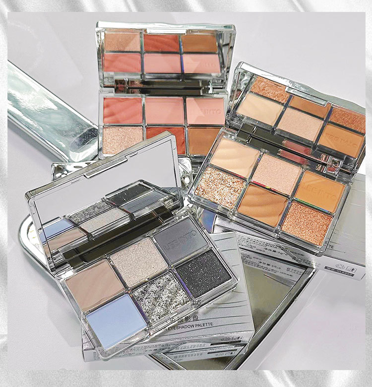 Mô tả Bảng Phấn Mắt GECOMO 6 Màu Khói Tông Xanh Dương Lì Và Nhũ Trang Điểm Cho Nữ Y2K - 2