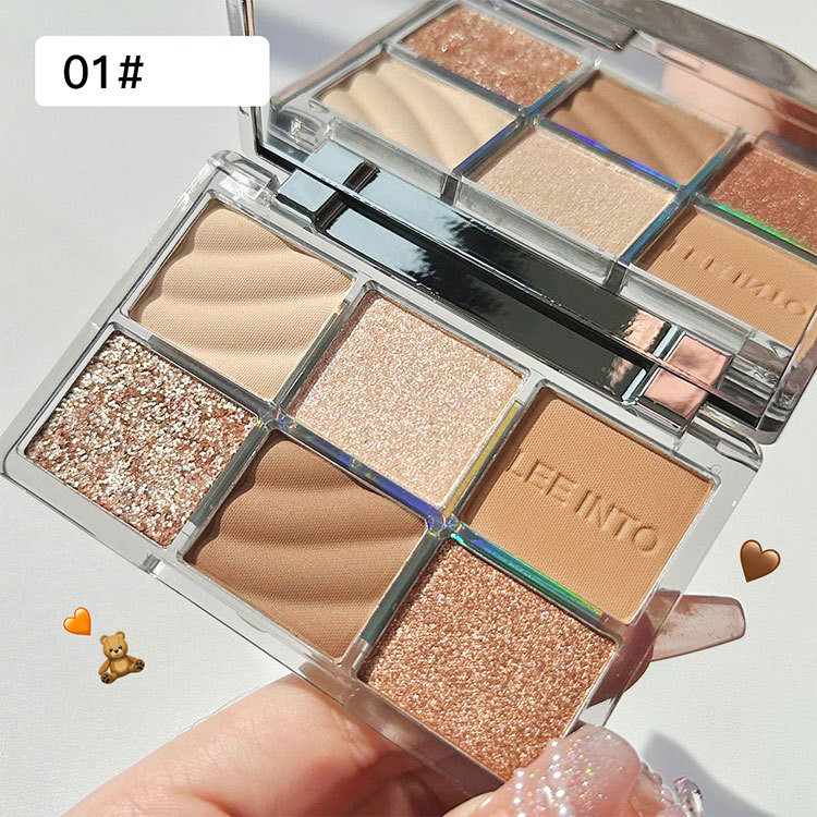 Mô tả Bảng Phấn Mắt GECOMO 6 Màu Khói Tông Xanh Dương Lì Và Nhũ Trang Điểm Cho Nữ Y2K - 3