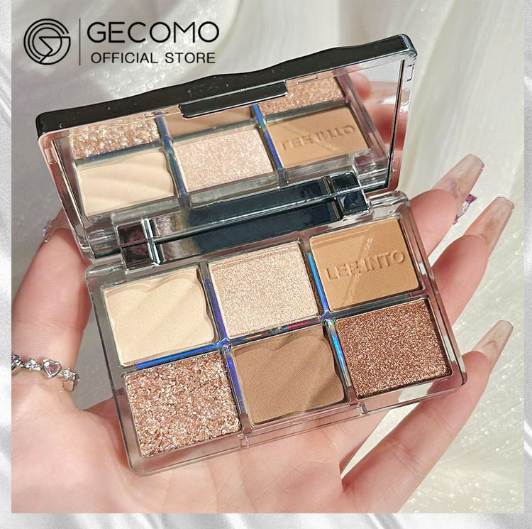 Mô tả Bảng Phấn Mắt GECOMO 6 Màu Khói Tông Xanh Dương Lì Và Nhũ Trang Điểm Cho Nữ Y2K - 5
