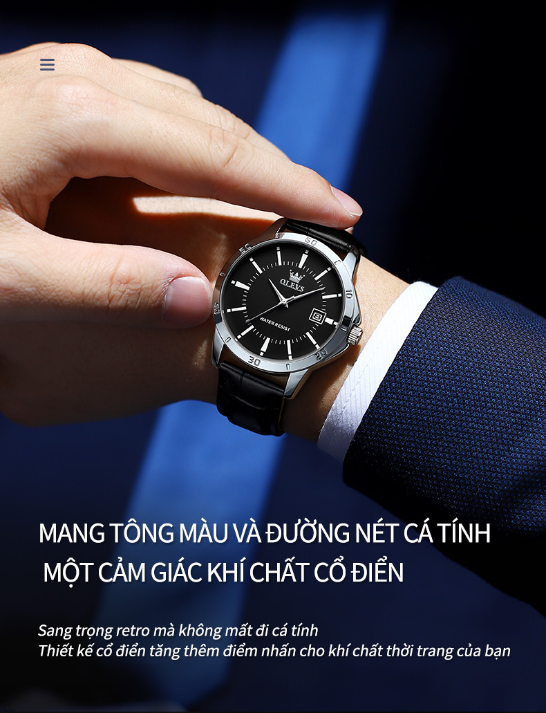 Mô tả Đồng hồ nam OLEVS TY716 chính hãng có lịch chuyển động thạch anh mặt số chống thấm nước - 3