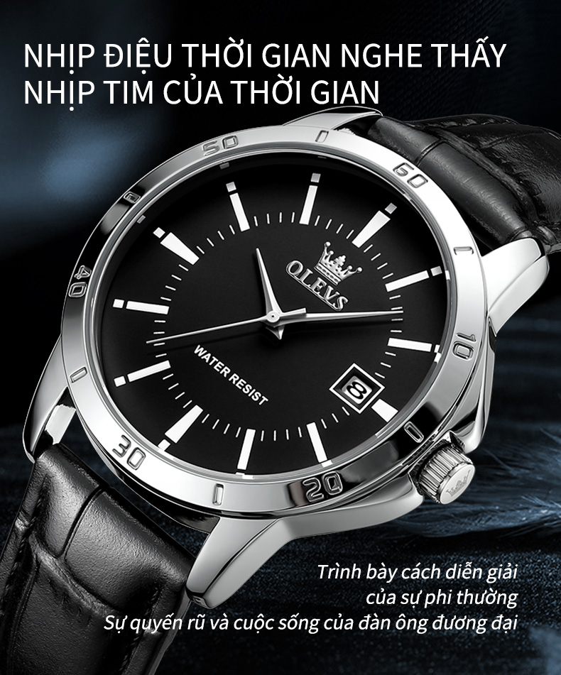 Mô tả Đồng hồ nam OLEVS TY716 chính hãng có lịch chuyển động thạch anh mặt số chống thấm nước - 4