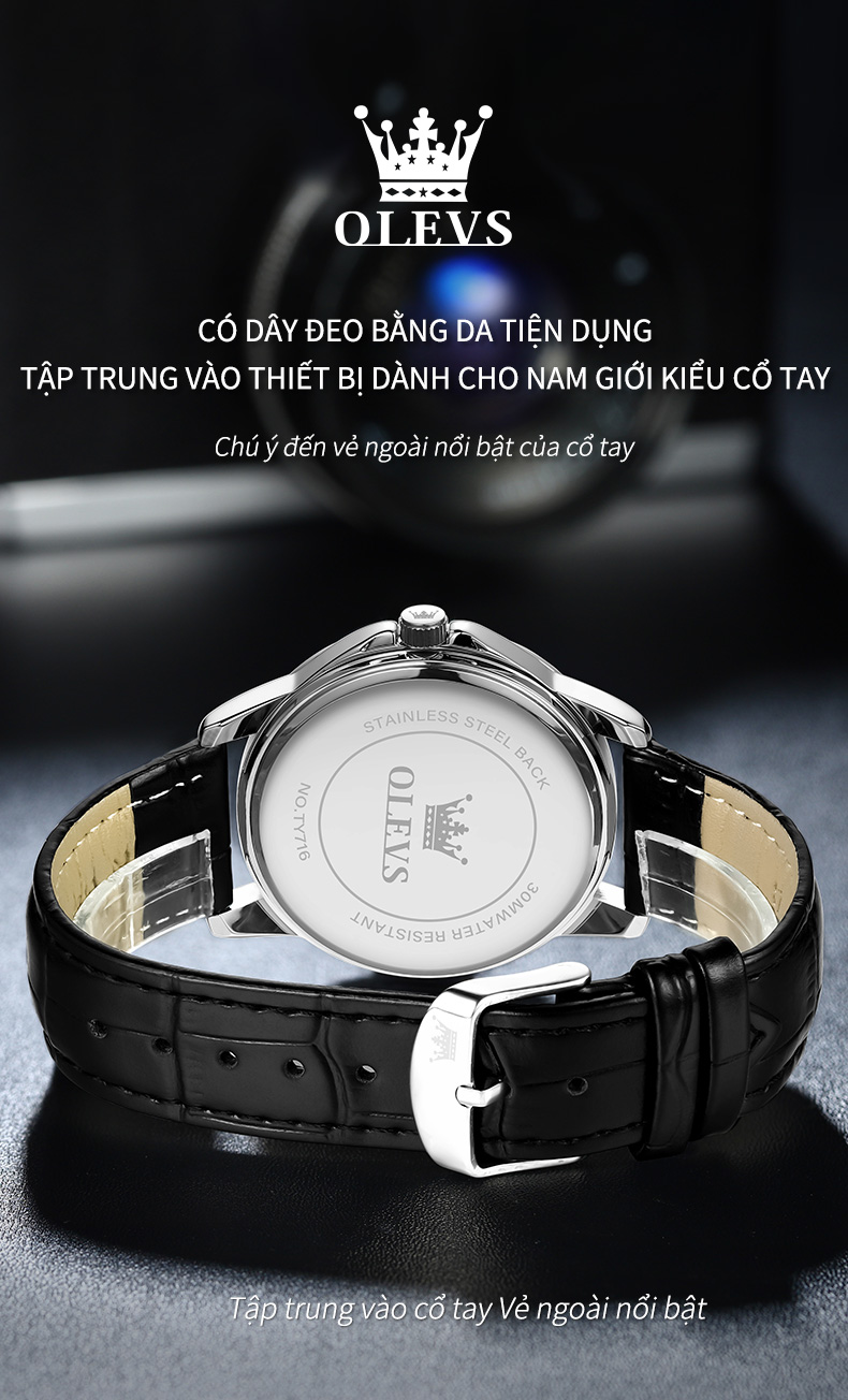 Mô tả Đồng hồ nam OLEVS TY716 chính hãng có lịch chuyển động thạch anh mặt số chống thấm nước - 6