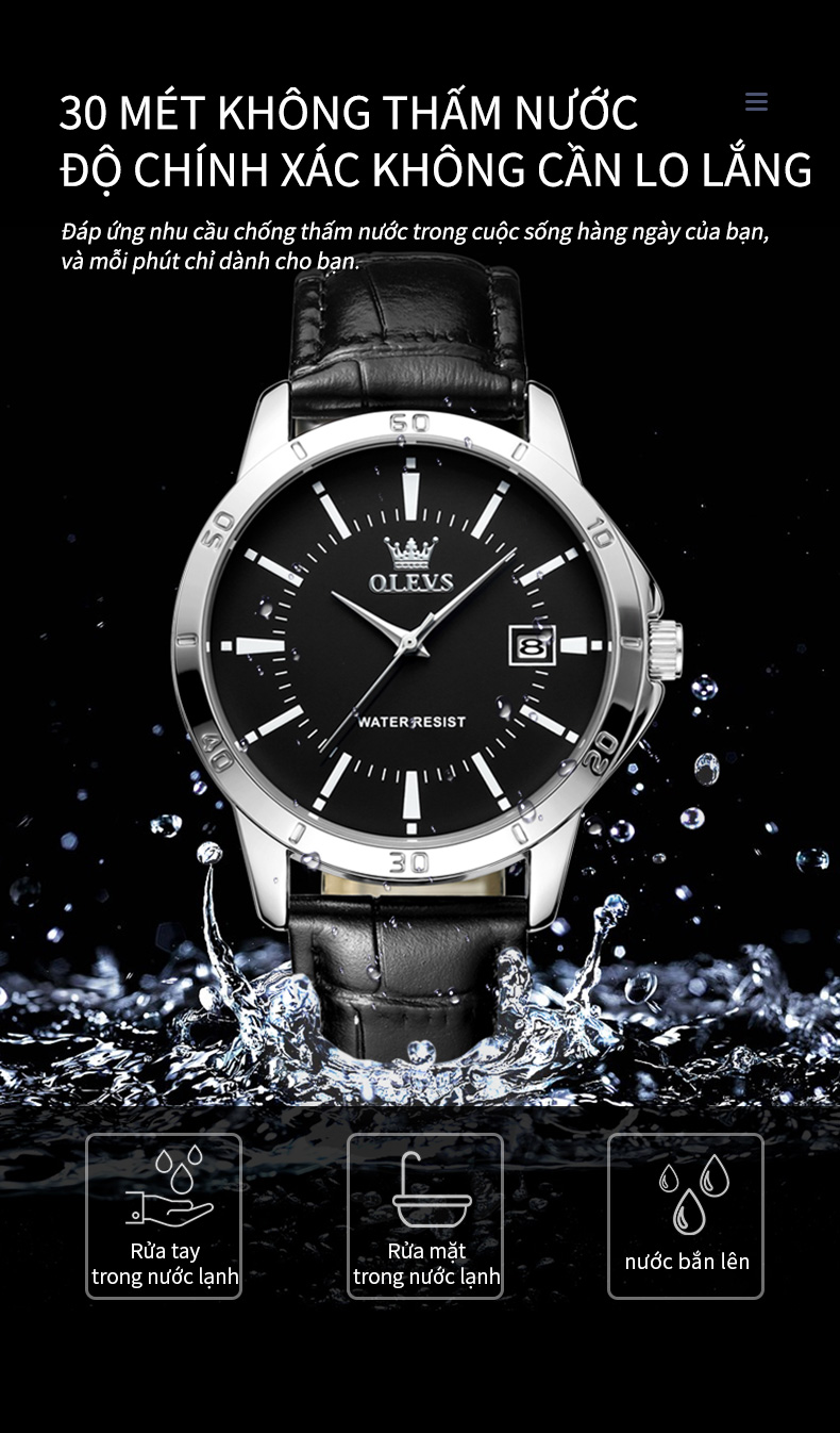 Mô tả Đồng hồ nam OLEVS TY716 chính hãng có lịch chuyển động thạch anh mặt số chống thấm nước - 7