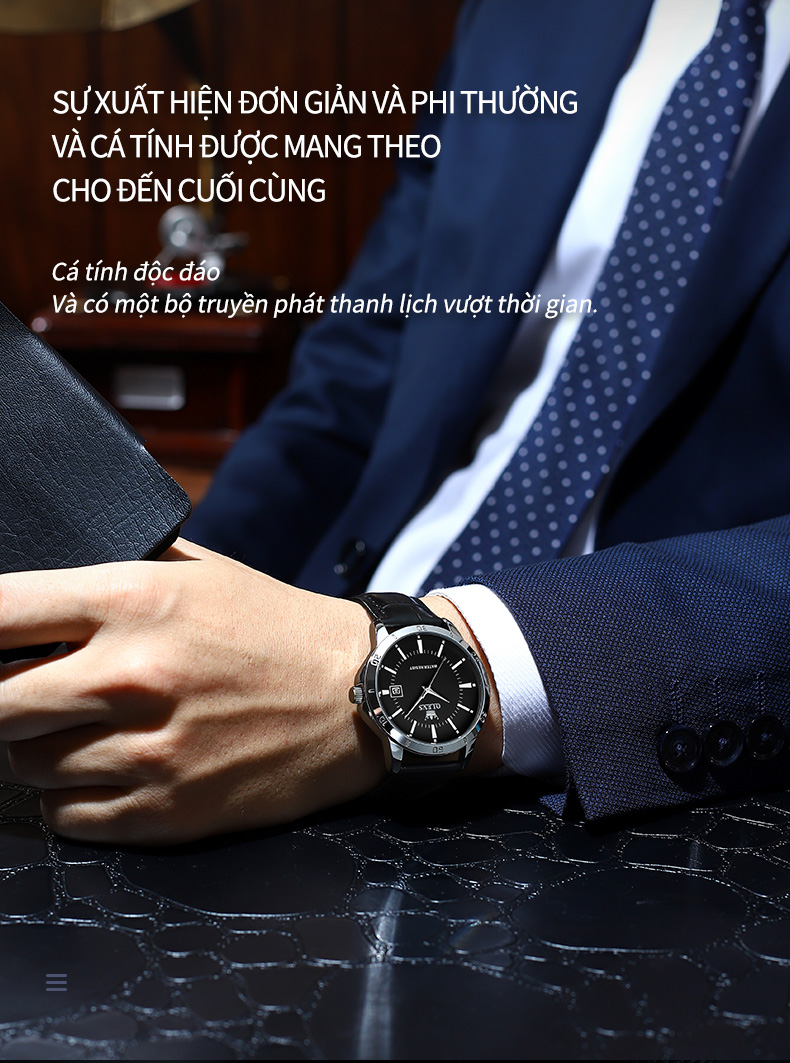 Mô tả Đồng hồ nam OLEVS TY716 chính hãng có lịch chuyển động thạch anh mặt số chống thấm nước - 5