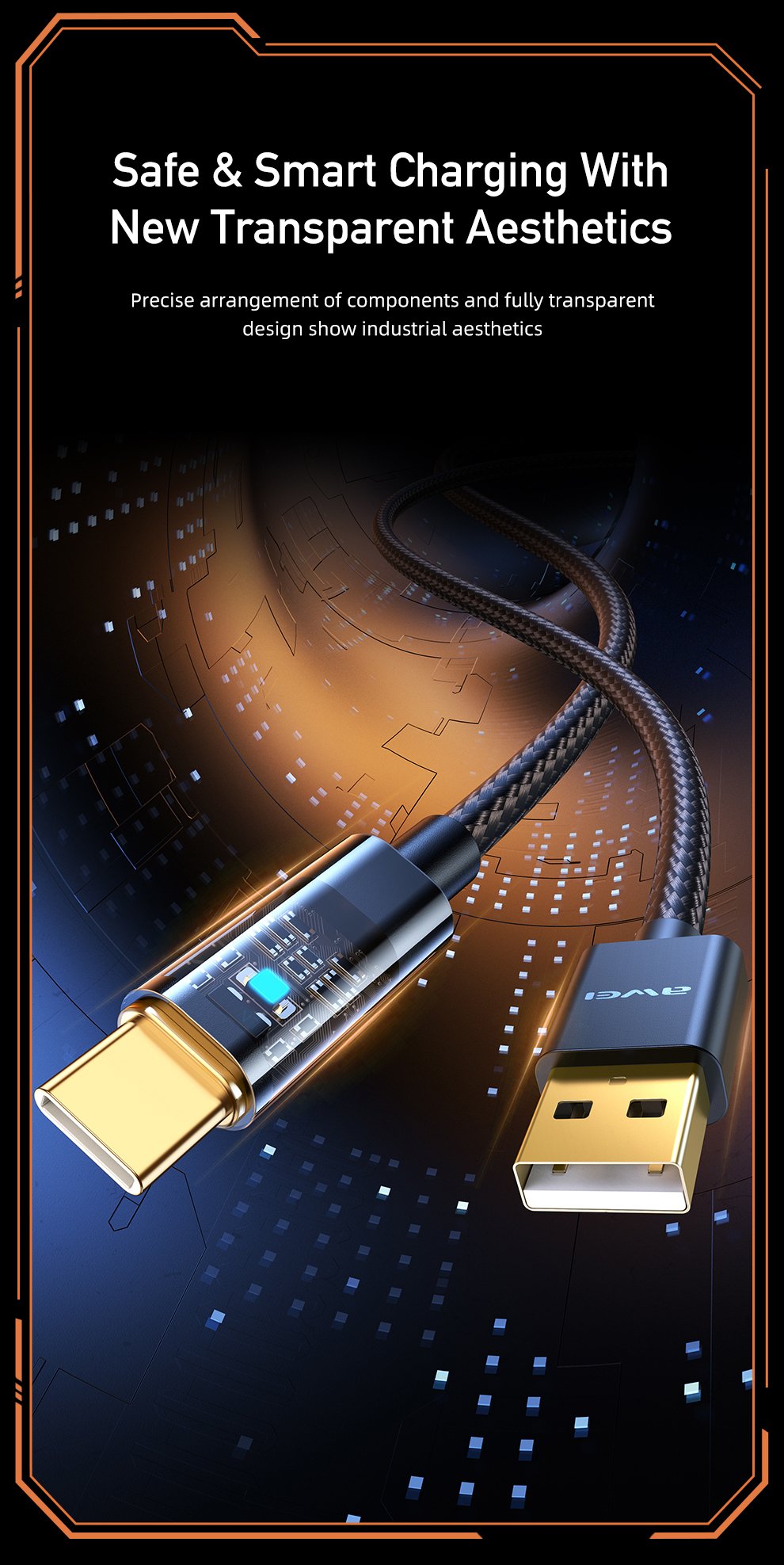 Mô tả Dây sạc Awei CL-139 100W Sạc nhanh USB Type C Micro Phone Cáp bện nylon - 3