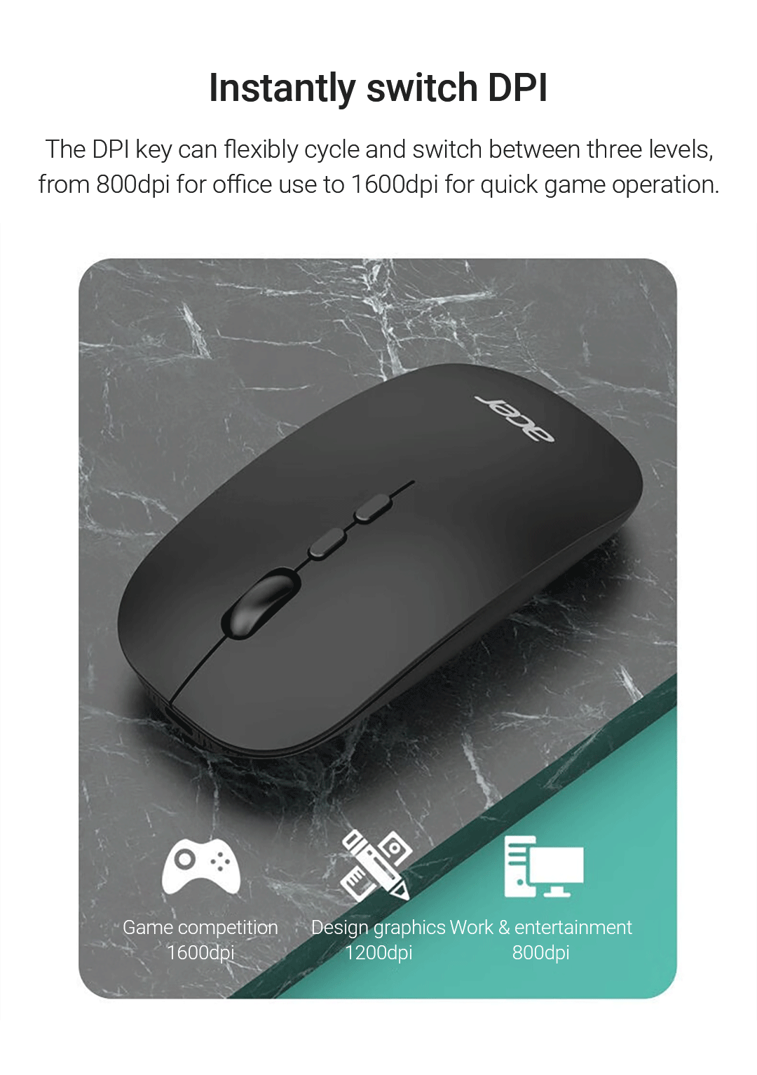 Chuột Bluetooth Không Dây Acer OMR050 2.4GHz / Bluetooth 3.0 / 5.0 Cho ...