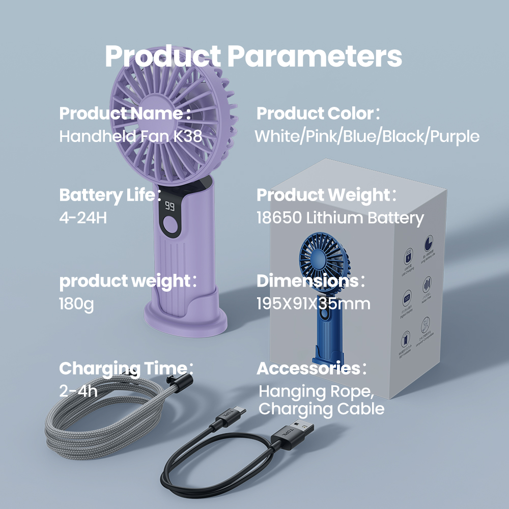 Mô tả Quạt Mini TOPK có thể sạc lại 5000mAh cầm tay cầm tay tiện dụng USB Pocket Quạt điện làm mát cá nhân - 10