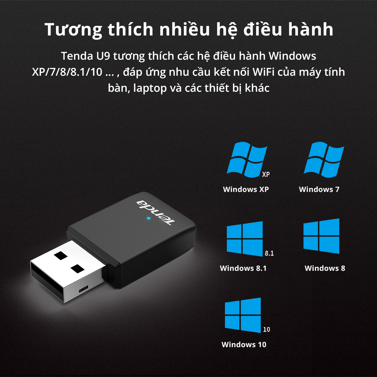Mô tả Bộ Chuyển Đổi USB WiFi Tenda U9 Chuẩn AC Tốc Độ 650Mbps - Hàng Chính Hãng - 4