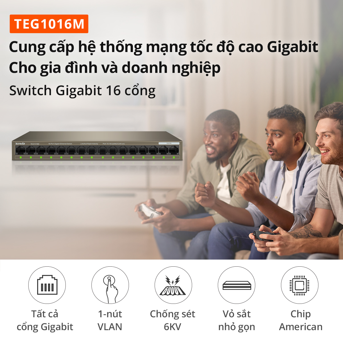 Mô tả Bộ Chia Mạng Switch Để Bàn Tenda TEG1016M 16 Cổng Ethernet 1000Mbps - Hàng Chính Hãng - 2