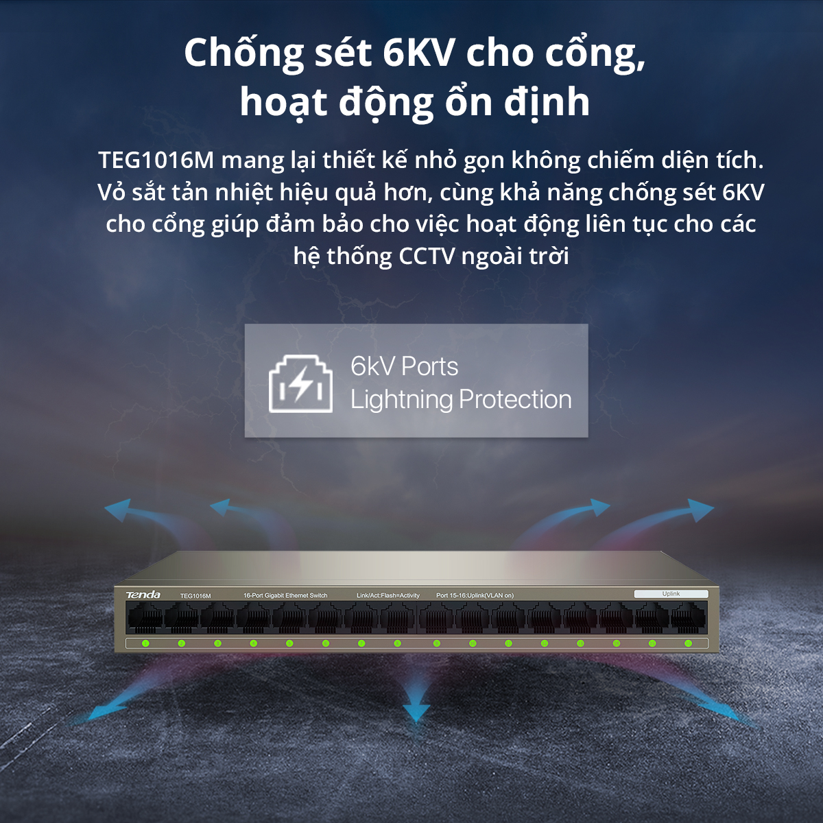Mô tả Bộ Chia Mạng Switch Để Bàn Tenda TEG1016M 16 Cổng Ethernet 1000Mbps - Hàng Chính Hãng - 6