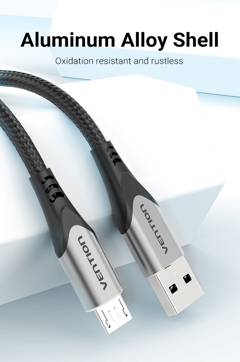 Mô tả Cáp Micro USB Sạc nhanh Vention 3A Dây ruyền dữ liệu bện nylon dành cho Android - 2