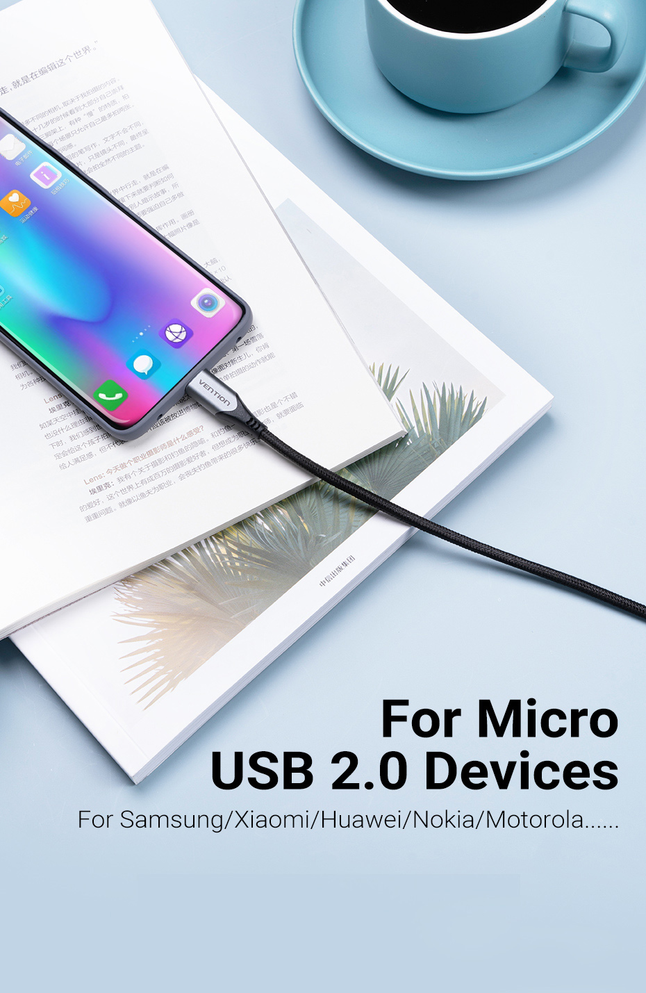 Mô tả Cáp Micro USB Sạc nhanh Vention 3A Dây ruyền dữ liệu bện nylon dành cho Android - 3