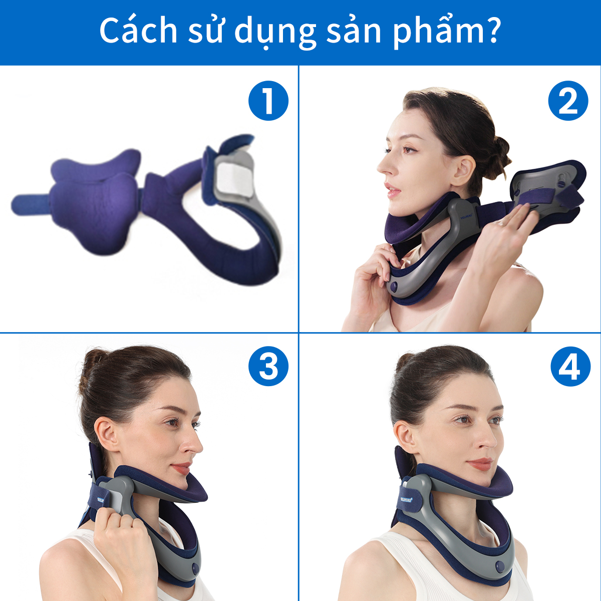 Mô tả Đai kéo dãn cổ VELPEAU, Nẹp cổ điều chỉnh bằng cách bơm hơi sử dụng cho nam và nữ, Dụng cụ kéo dãn cổ giúp giảm đau và giảm áp lực cột sống, dụng cụ chỉnh sửa tư thế cổ - 9