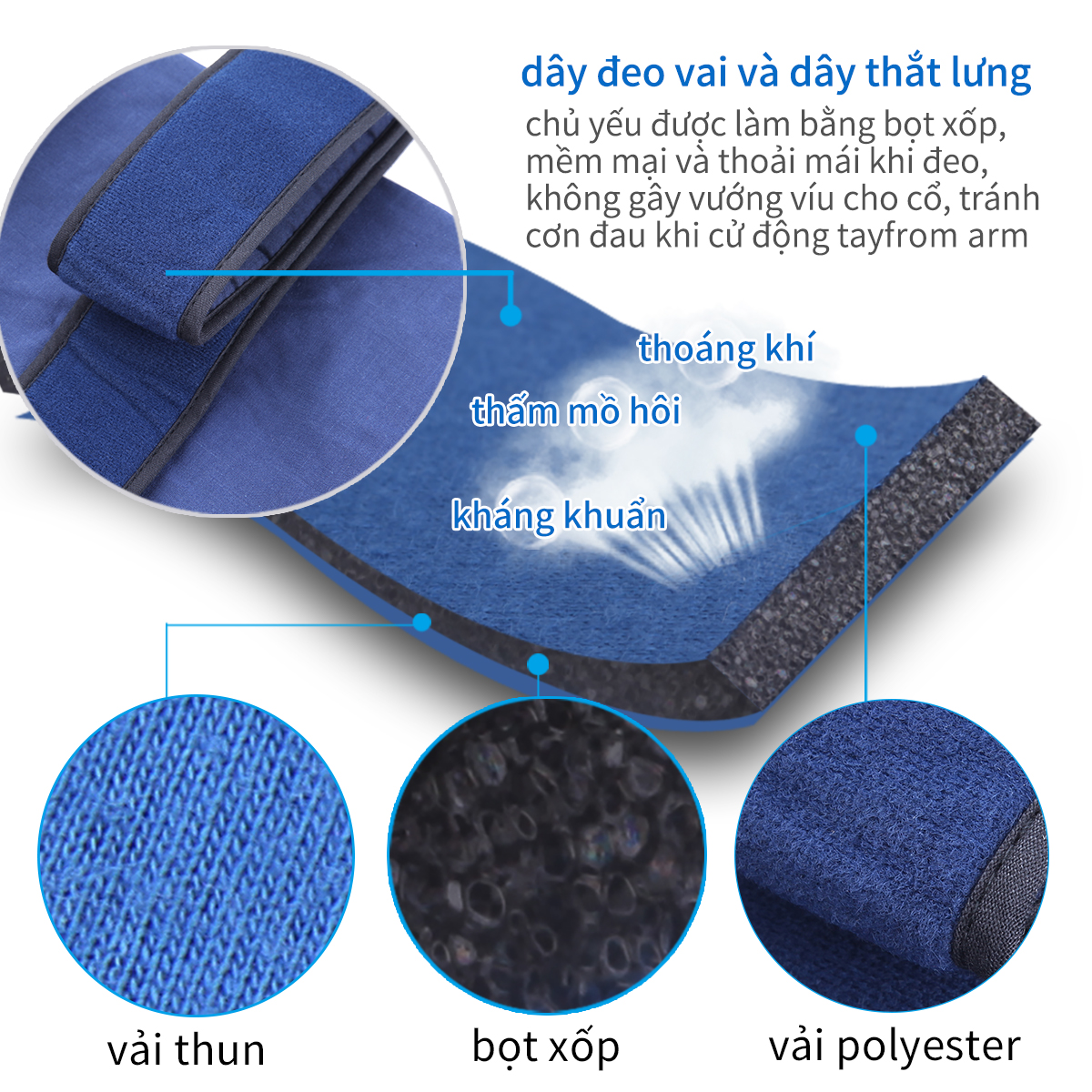 Mô tả Túi treo tay VELPEAU có dây đeo thắt lưng Thích hợp đeo khi ngủ, đai đeo y tế mỏng nhẹ cho người gãy xương, có thể điều chỉnh Khuỷu tay hỗ trợ vai và chóp xoay - 5