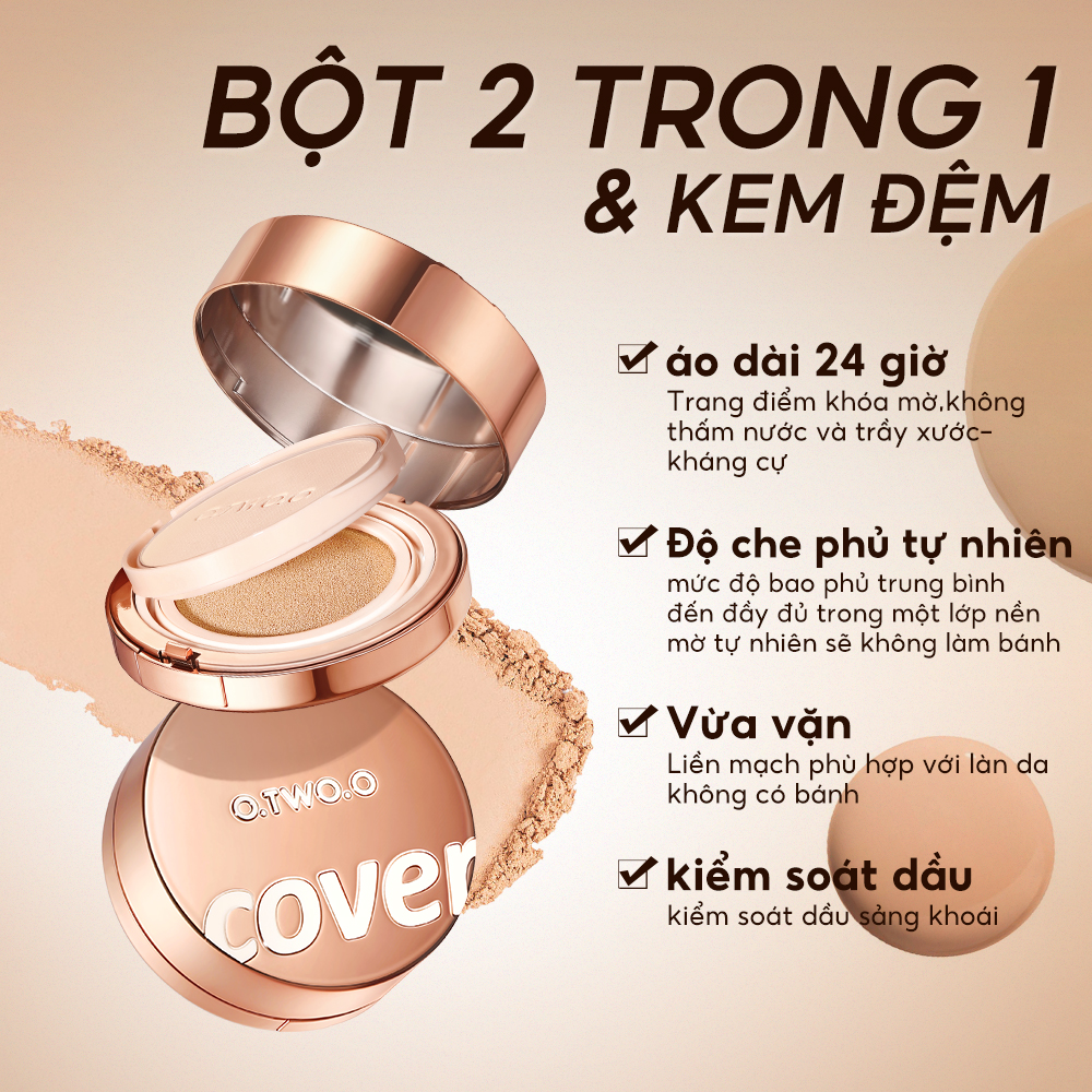O.two.o 2in1 Kem Phấn - Lớp nền lâu trôi