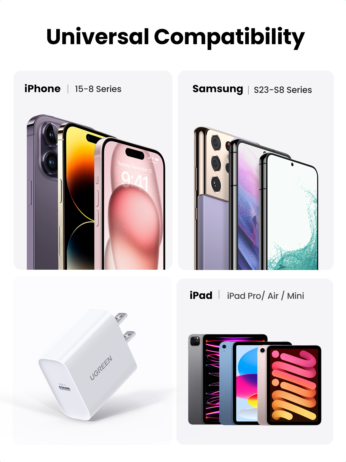 Ugreen 20W PD cho iPhone Sạc Type C cho iPhone 15 16 Pro max XR 11 12 14 13 Pro max Bộ sạc nhanh chính hãng Bộ sạc điện thoại di động cho Samsung S23 S22 – ảnh mô tả chi tiết 8