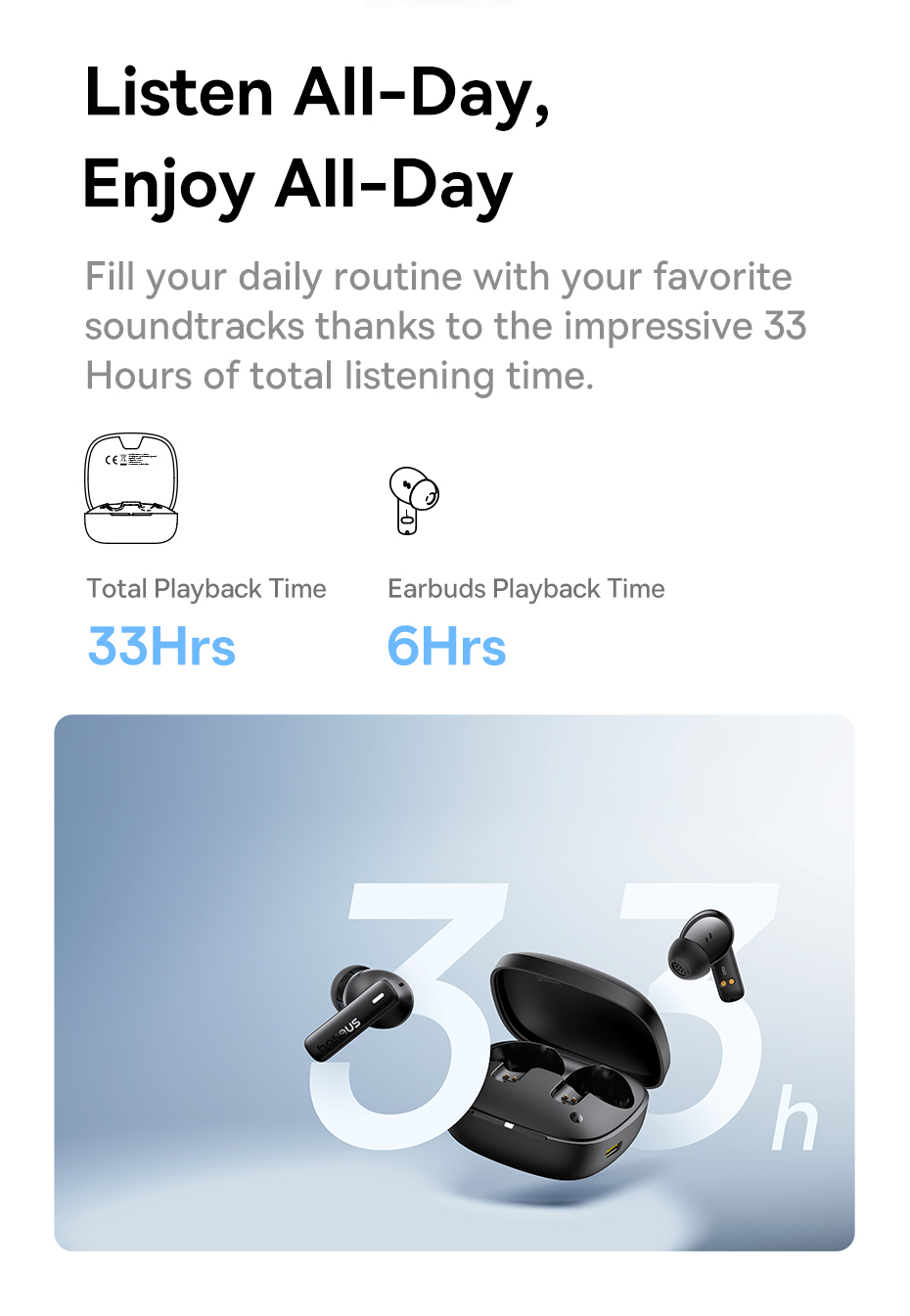 Mô tả Tai nghe bluetooth không dây BASEUS Bowie E19 TWS chống thấm nước IPX5 ENC - 6