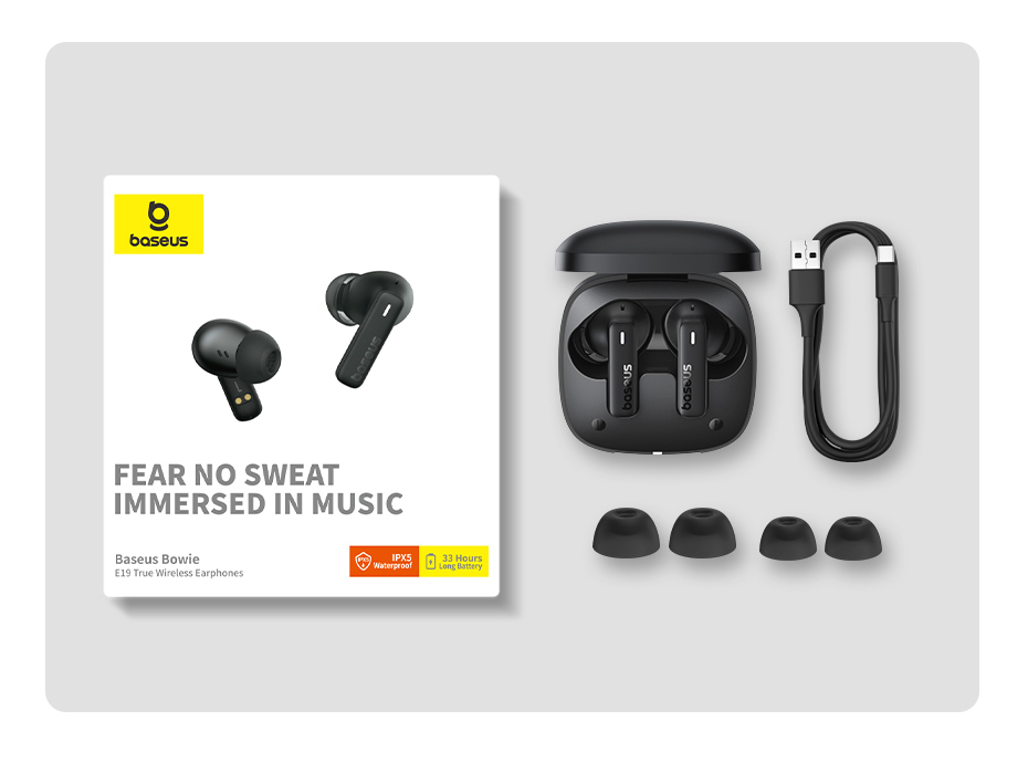 Mô tả Tai nghe bluetooth không dây BASEUS Bowie E19 TWS chống thấm nước IPX5 ENC - 12