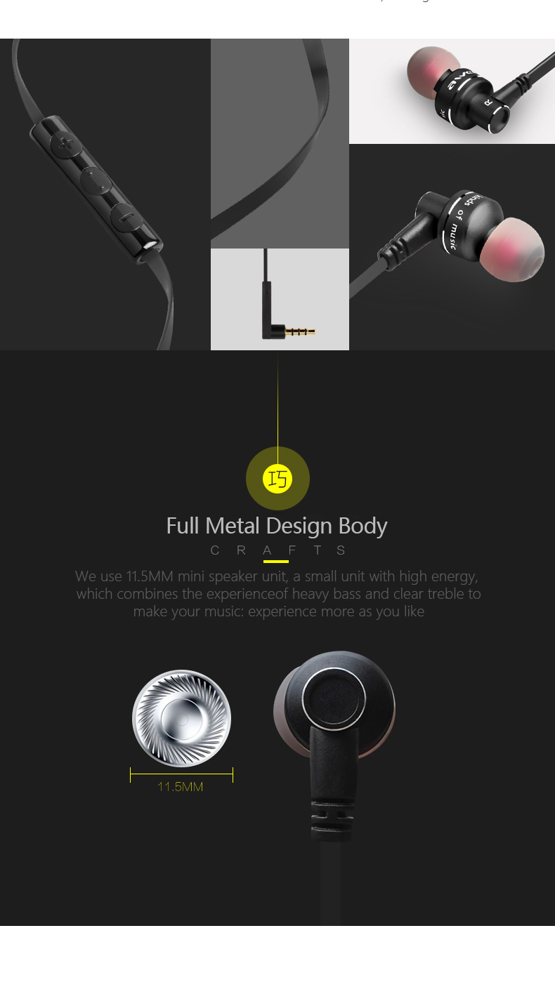 Mô tả Tai nghe có dây Awei ES-10TY cắm 3.5mm thể thao in ear Thiết Kế thoải mái có Mic - 5
