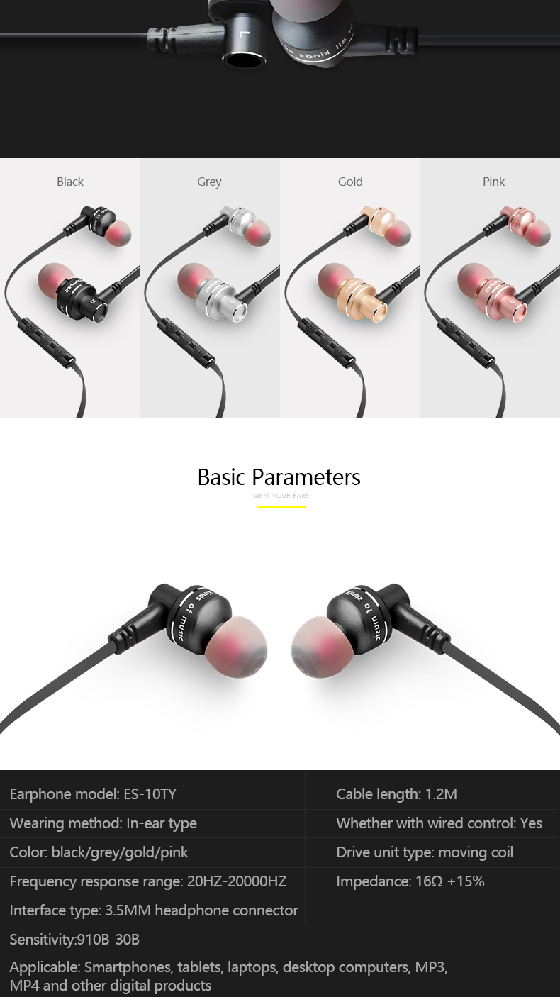 Mô tả Tai nghe có dây Awei ES-10TY cắm 3.5mm thể thao in ear Thiết Kế thoải mái có Mic - 9