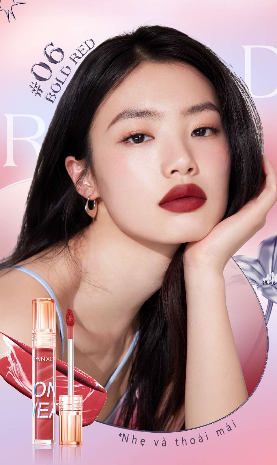 Mô tả BANXEER Son Môi 6 Màu Tùy Chọn Chất Lì Chống Thấm Nước Chất Lượng Cao - 6