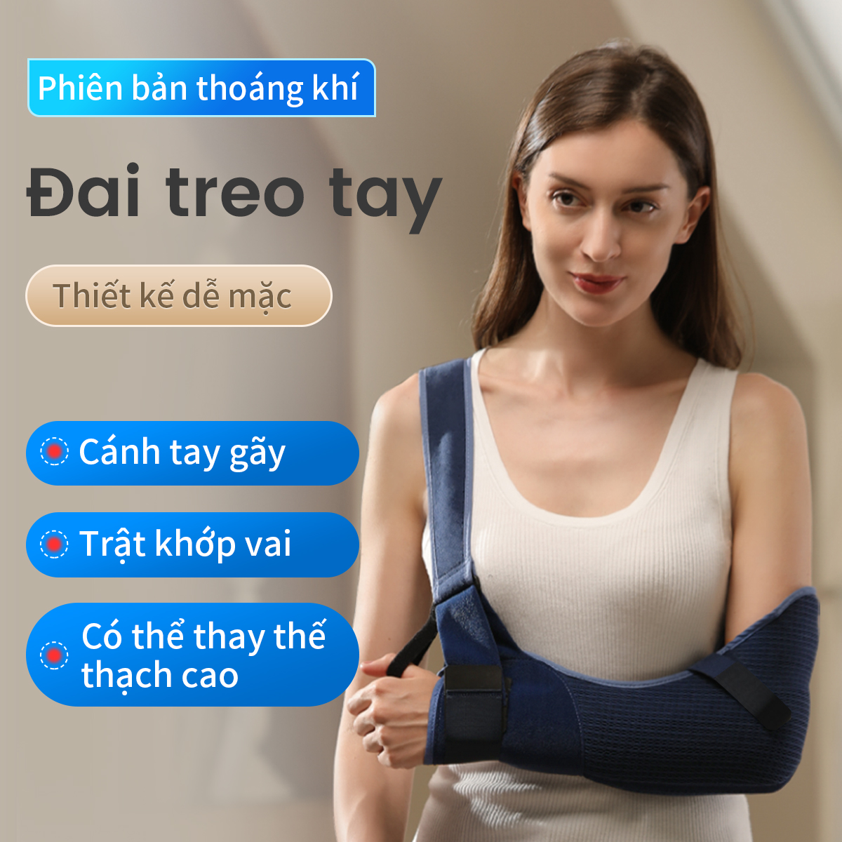 Mô tả Đai đeo tay VELPEAU thoáng khí và thân thiện với làn da chuyên dùng cho gãy xương tay hoặc trật khớp vai - 1
