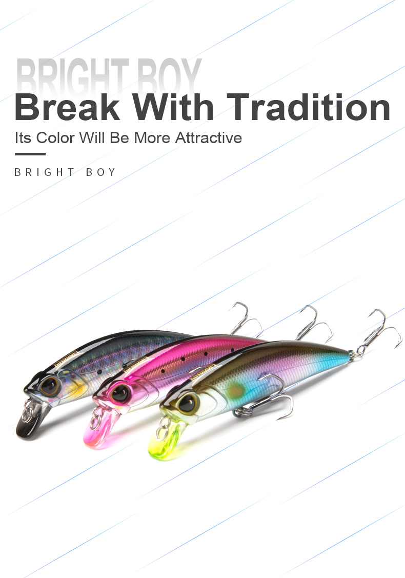 Mô tả Kingdom Mồi Câu Cá 45 / 60mm 3.6 / 7g Chìm Minnow Wobblers Đúc Xa Mồi Câu Cá Cho Pike / Cá Hồi / Bass Crankbaits Cơ Thể Mỏng Chất Liệu Cứng - 5