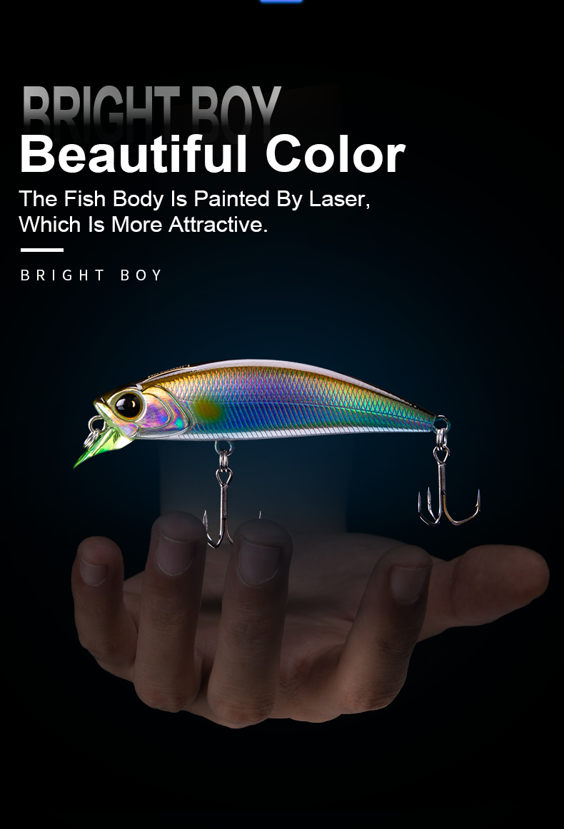 Mô tả Kingdom Mồi Câu Cá 45 / 60mm 3.6 / 7g Chìm Minnow Wobblers Đúc Xa Mồi Câu Cá Cho Pike / Cá Hồi / Bass Crankbaits Cơ Thể Mỏng Chất Liệu Cứng - 6