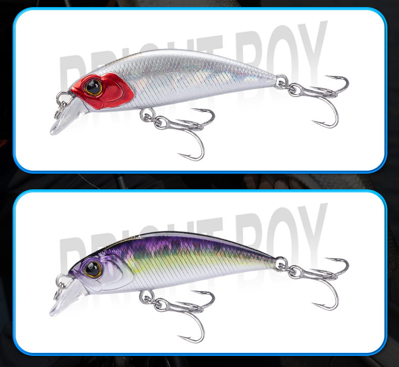 Mô tả Kingdom Mồi Câu Cá 45 / 60mm 3.6 / 7g Chìm Minnow Wobblers Đúc Xa Mồi Câu Cá Cho Pike / Cá Hồi / Bass Crankbaits Cơ Thể Mỏng Chất Liệu Cứng - 9