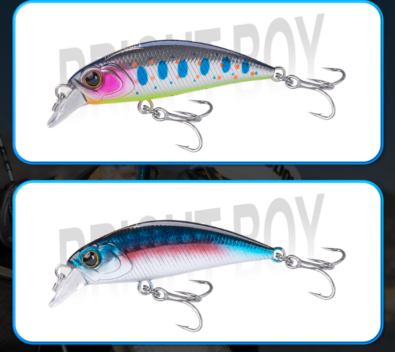 Mô tả Kingdom Mồi Câu Cá 45 / 60mm 3.6 / 7g Chìm Minnow Wobblers Đúc Xa Mồi Câu Cá Cho Pike / Cá Hồi / Bass Crankbaits Cơ Thể Mỏng Chất Liệu Cứng - 10