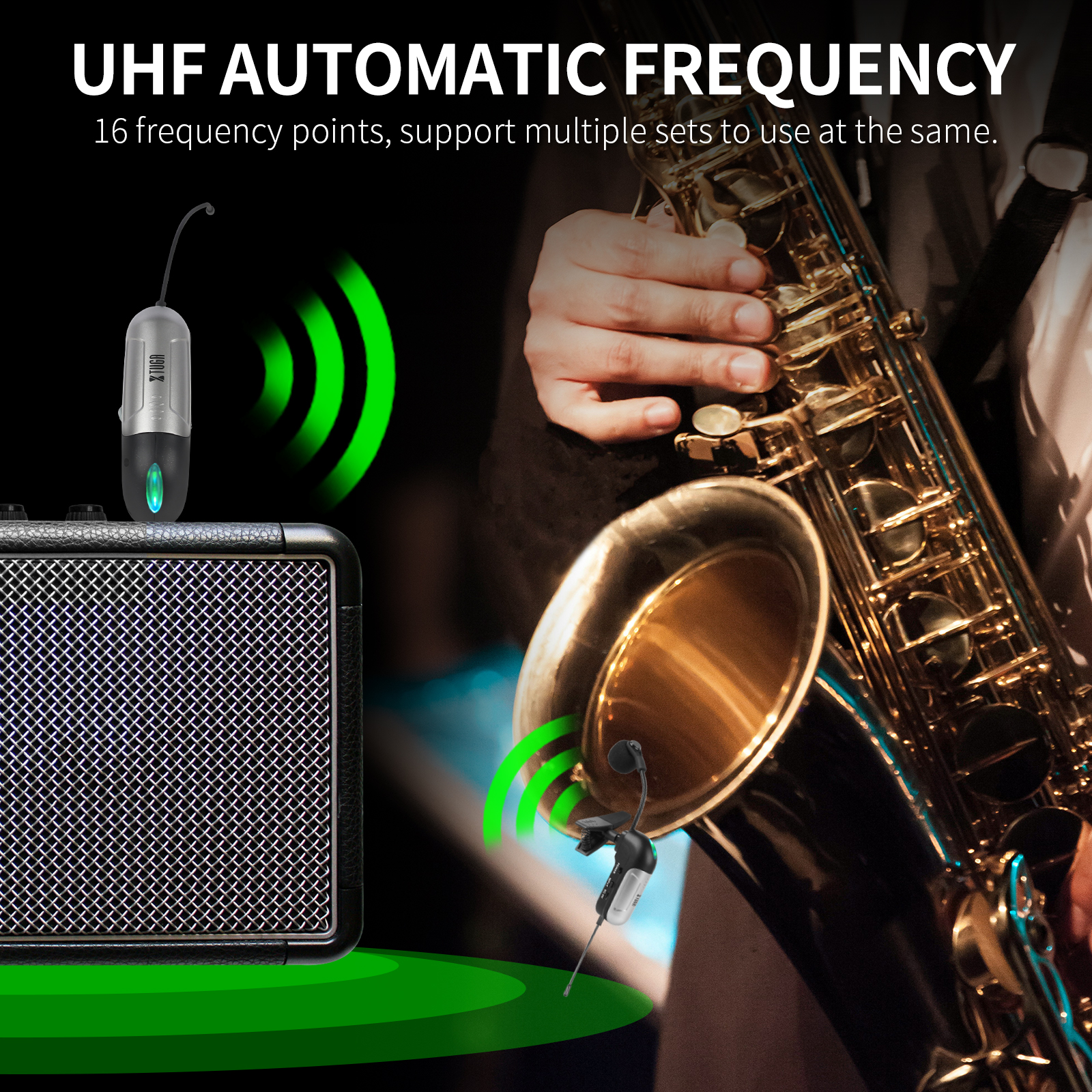 Xtuga KX821 Micro Saxophone Không Dây UHF Chuyên Nghiệp, Micro Nhạc Cụ ...