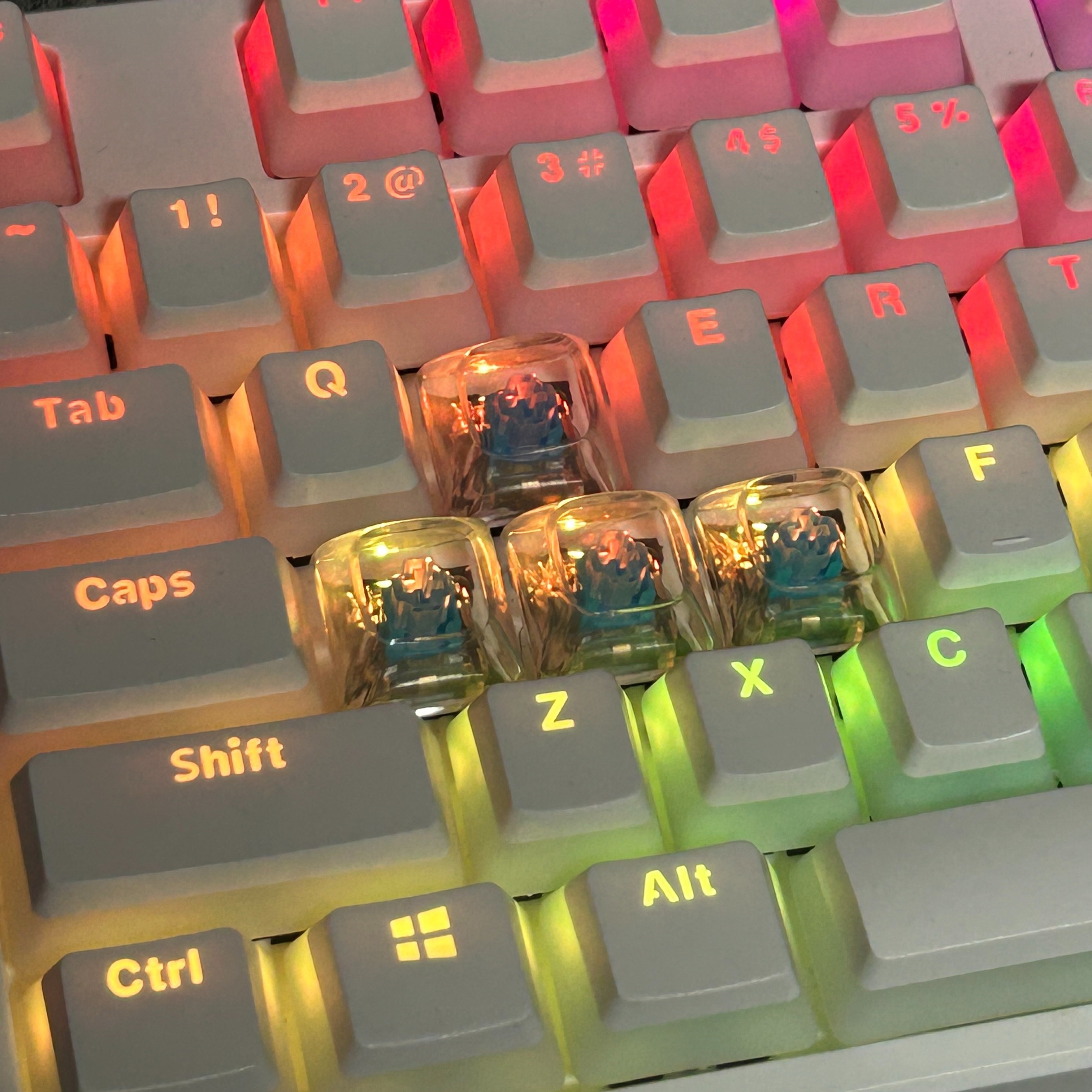 Keycaps bàn phím cơ trong suốt hoàn toàn, Keycaps có đèn nền pha lê Pc ...