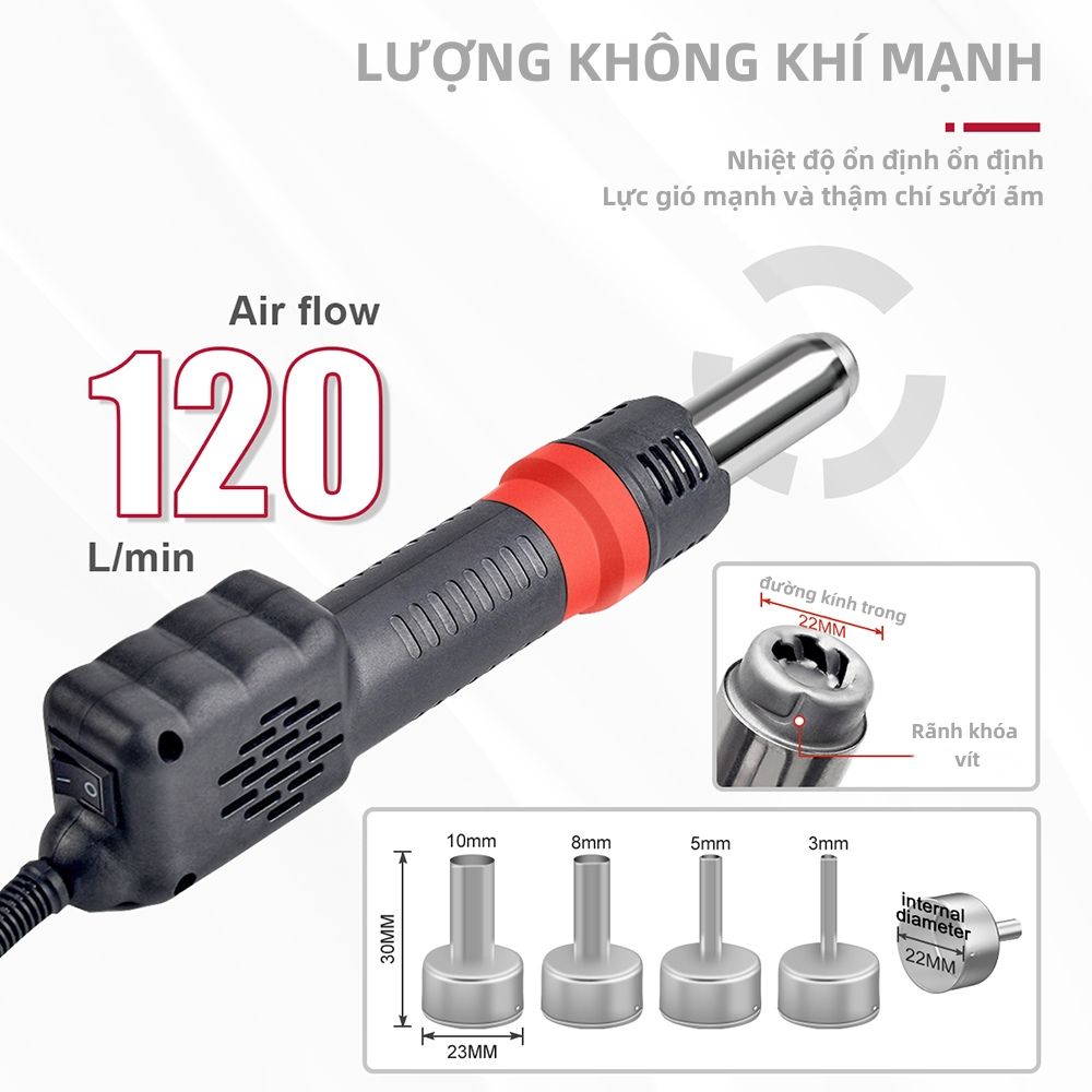 Máy khò nhiệt JCD 750W 8208 có thể điều chỉnh nhiệt độ cầm tay với 4 ...