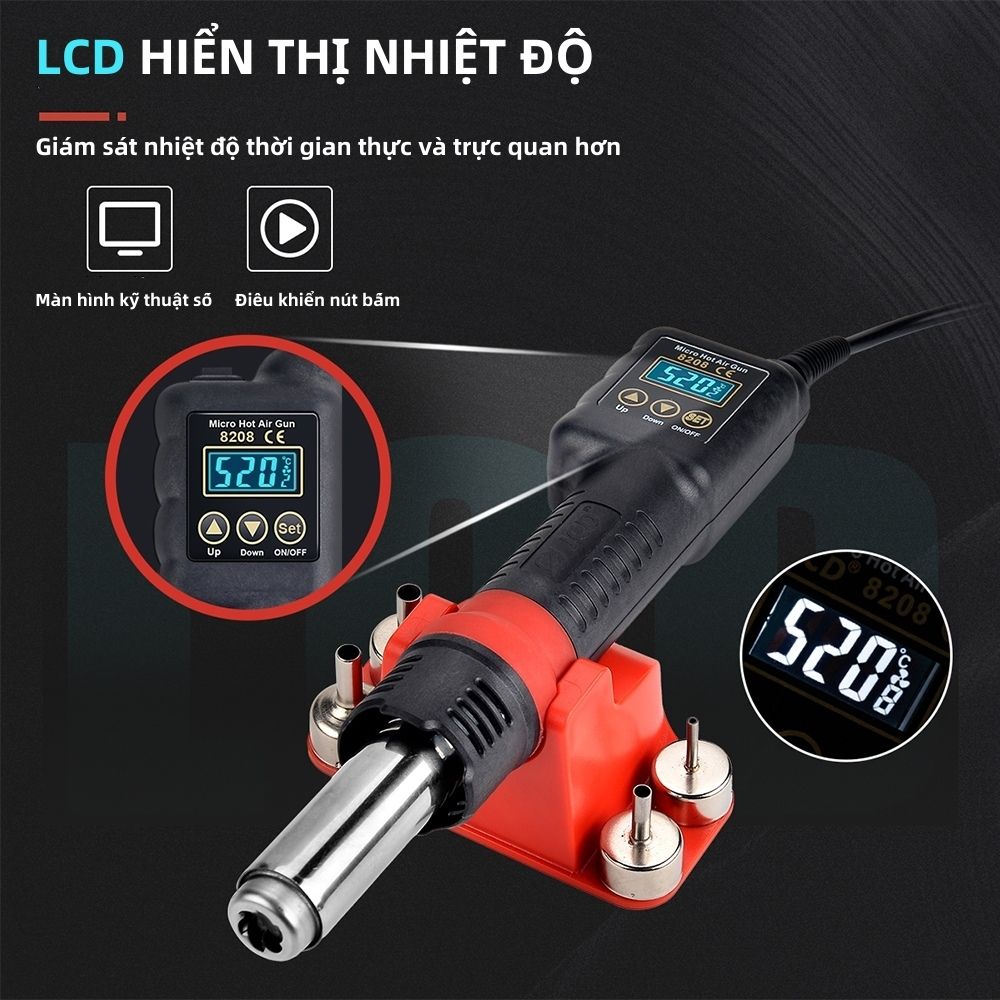 Máy khò nhiệt JCD 750W 8208 có thể điều chỉnh nhiệt độ cầm tay với 4 ...