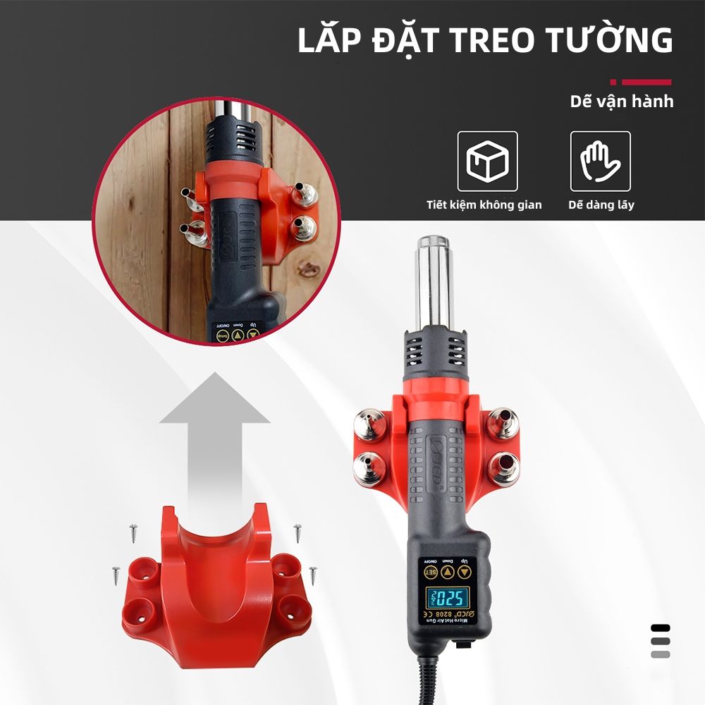 Máy khò nhiệt JCD 750W 8208 có thể điều chỉnh nhiệt độ cầm tay với 4 ...