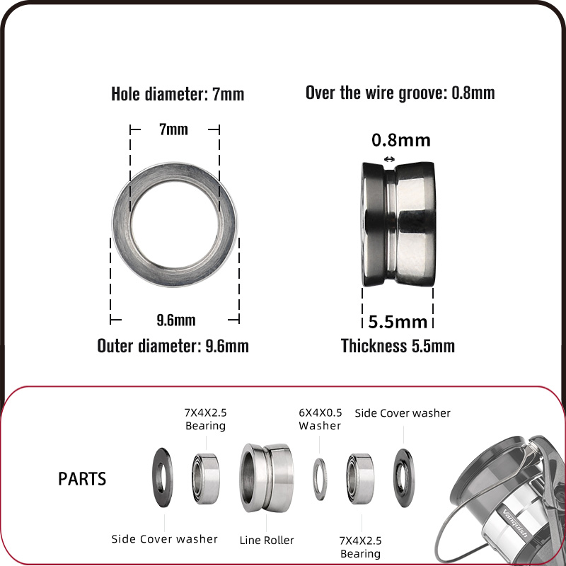 Mô tả Gomexus D109 Con lăn dây máy câu Shimano hợp kim titan Vòng Bi Thích Hợp Quay Câu Cá Phụ Kiện Mịn Xoay Cao Độ Cường Lực Cao - 6