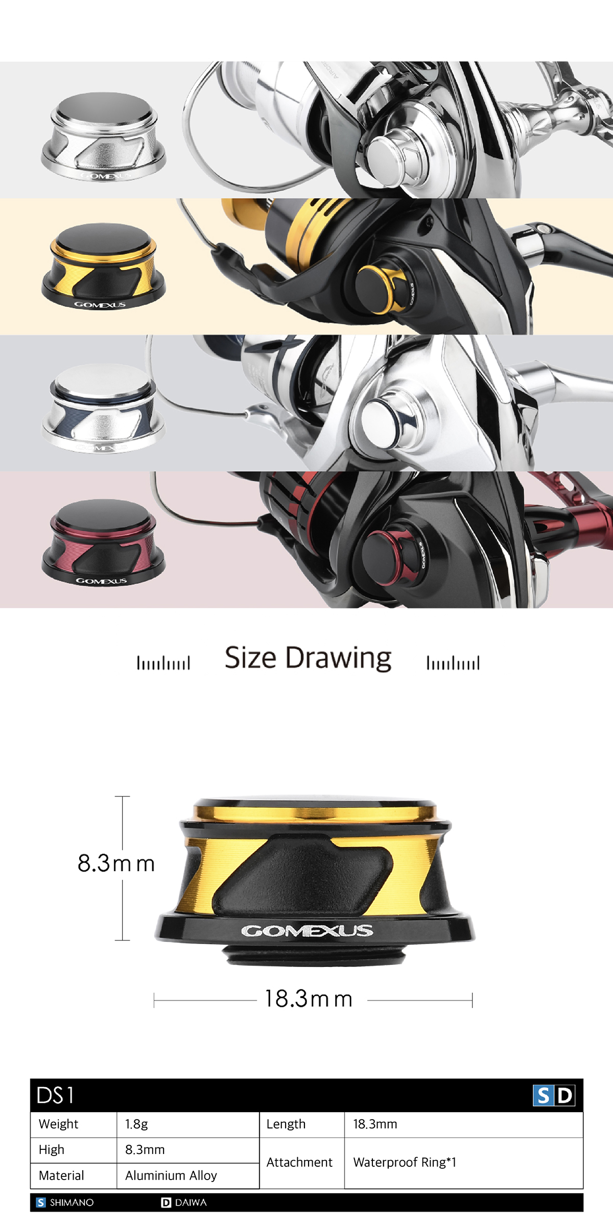Mô tả Gomexus Fishing Reel Side Cap Cover Sử dụng cho Shimano Stradic Stella Twin Power Daiwa Certified Tồn tại cuộn quay - 3