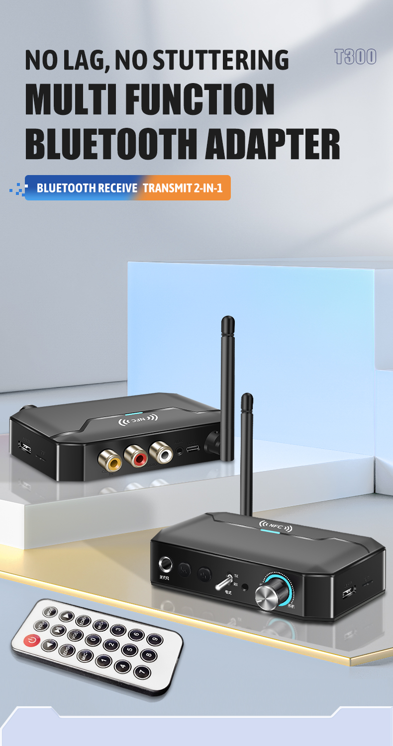 Mới T300 NFC Bluetooth 5.3 DSP Bộ Chuyển Đổi Âm Thanh 3.5MM AUX RCA ...