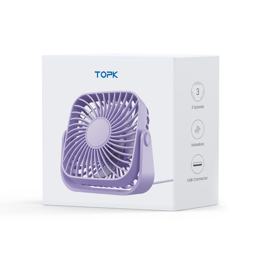 Mô tả Quạt để bàn di động TOPK Quạt bàn điện Mini nhỏ có thể sạc lại USB Thích hợp để sử dụng tại nhà, ô tô, văn phòng, máy tính để bàn, cắm trại hoặc du lịch - 11