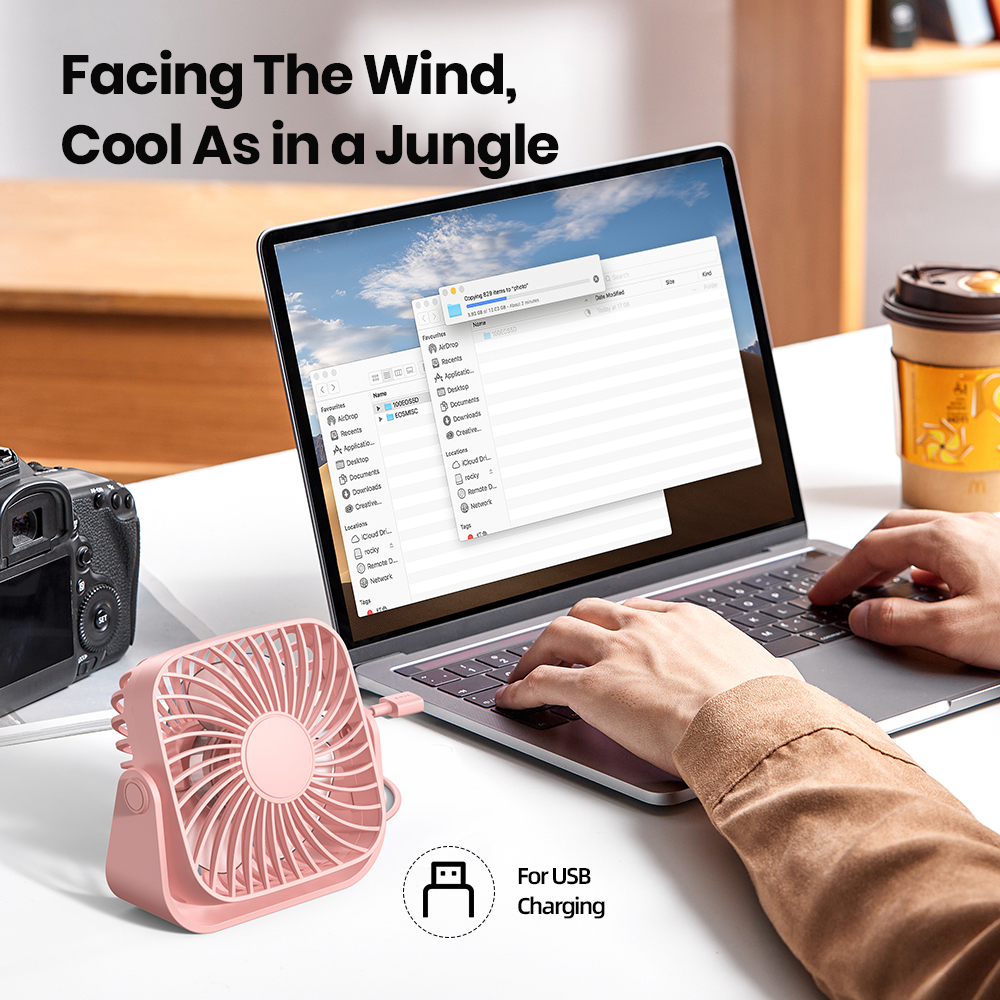 Mô tả Quạt để bàn di động TOPK Quạt bàn điện Mini nhỏ có thể sạc lại USB Thích hợp để sử dụng tại nhà, ô tô, văn phòng, máy tính để bàn, cắm trại hoặc du lịch - 7